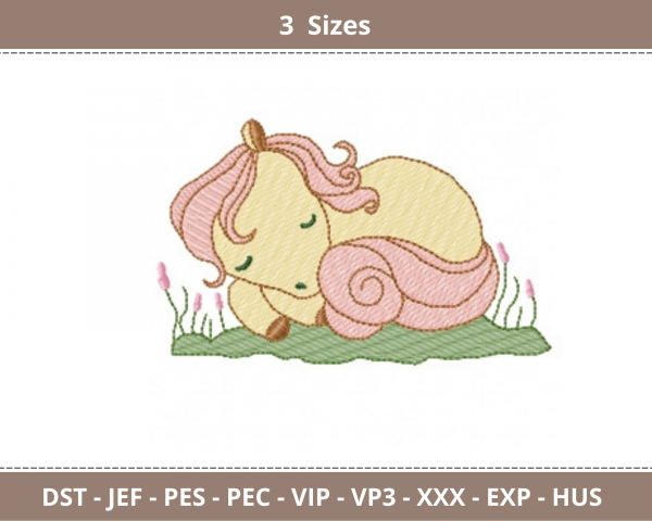 Lazy Horse  Embroidery Design - machine Embroidery Pattern - 3 Sizes - Instant Download