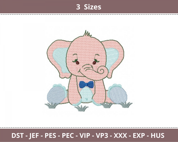 Baby Elephant Embroidery Design - Animal - Machine Embroidery Pattern - 3 Sizes - Instant Download