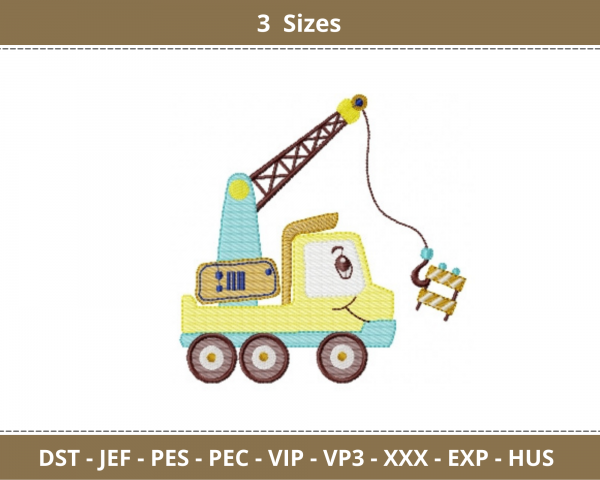 Cartoon Truck Embroidery Design - Machine Embroidery Pattern - 3 Sizes - Instant Download