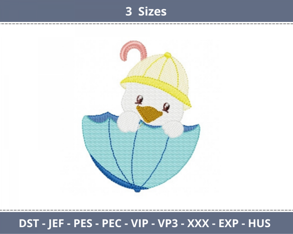 Cute Duck Embroidery Design - Machine Embroidery Pattern - 3 Sizes - Instant Download
