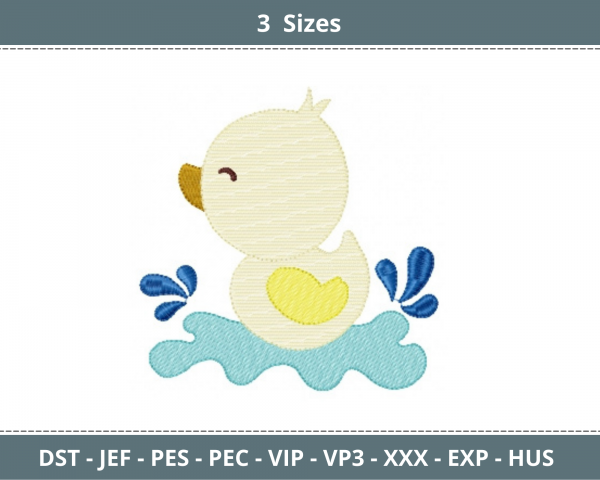 Cute Duck Embroidery Design - Machine Embroidery Pattern - 3 Sizes - Instant Download