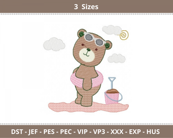 Teddy Bear Embroidery Design - Machine Embroidery Pattern- 3 Sizes – Instant Download
