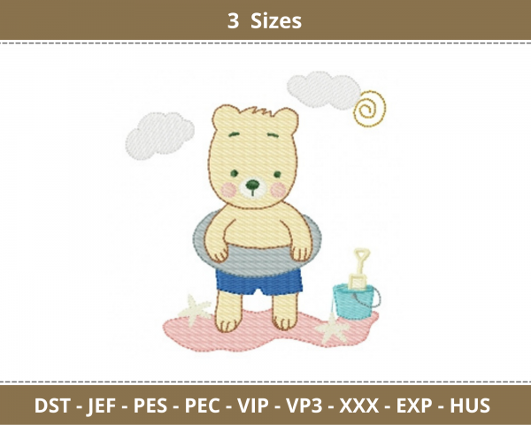 Cute Teddy  Embroidery Design - Machine Embroidery Pattern - 3 Sizes - Instant Download