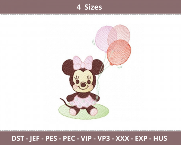Mickey Mouse Embroidery Design - Cartoon - Machine Embroidery Pattern - 4 Sizes - Instant Download