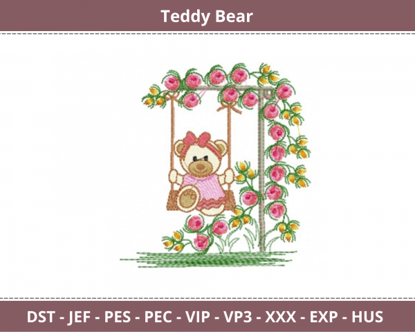 Teddy Bear Embroidery Design - Machine Embroidery Pattern - Instant Download