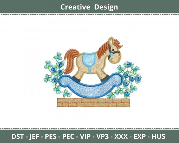 Horse Toy Embroidery Design - Machine Embroidery Pattern - Instant Download Machine Embroidery Designs