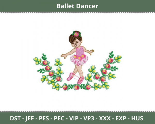Ballet Dancer Girl Embroidery Design - Machine Embroidery Pattern - Instant download