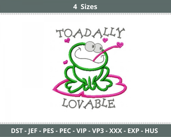 Frog Embroidery Design - Machine Embroidery Pattern - 4 Sizes - Instant Download