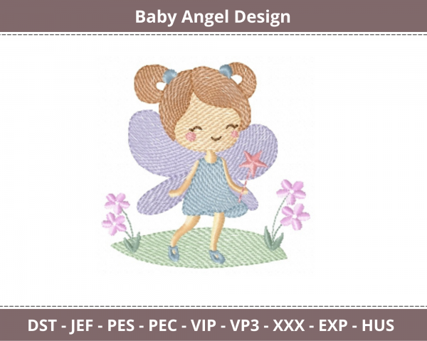 Baby Angel Embroidery Design -  Machine Embroidery Pattern - Instant Download