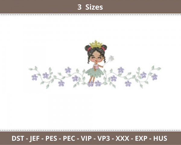 Baby Princess Embroidery Design - Machine Embroidery Pattern - 3 Sizes - Instant Download