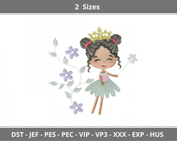 Baby Princess Embroidery Design - Machine Embroidery Pattern -2 Sizes - Instant Download