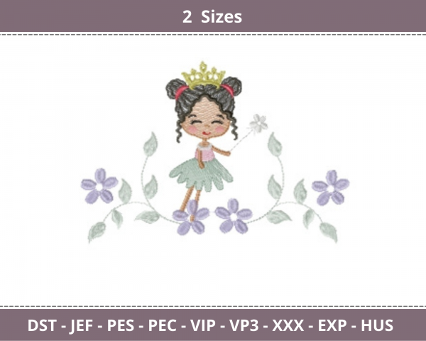 Princess Embroidery Design - Machine Embroidery Pattern - 2 Sizes - Instant Download