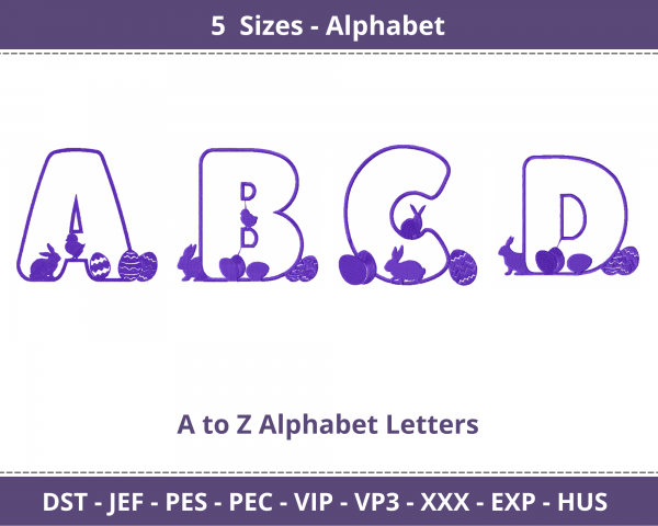 Alphabets Embroidery Design - Monogram - Font - Machine Embroidery Pattern –  5 Sizes -Instant Download