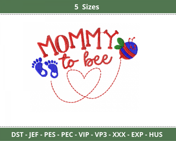 Mommy To Bee Quotes Embroidery Design - Machine Embroidery Pattern - 5 Sizes - Instant Download