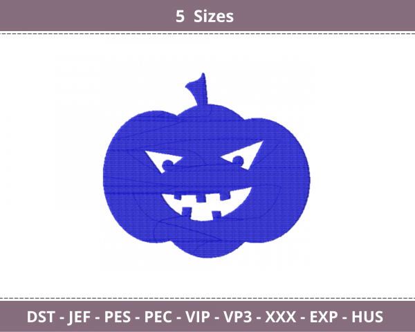 Halloween Pumpkin  Embroidery Design - Machine Embroidery Pattern  - 5 Sizes - Instant Download
