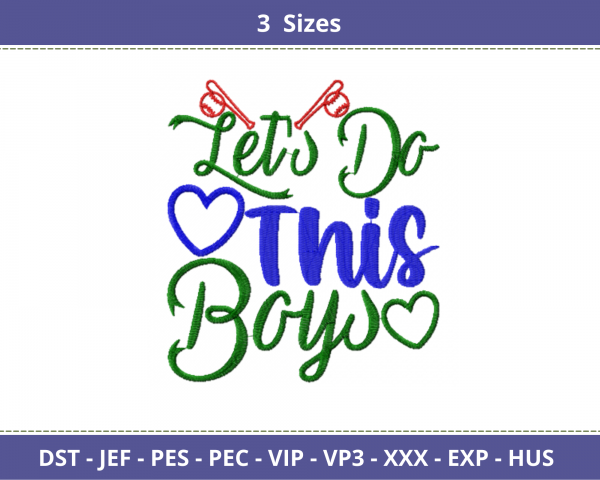 Let's Do This Boys Quotes Embroidery Design - Machine Embroidery Pattern - 3 Sizes - Instant Download Machine Embroidery Designs