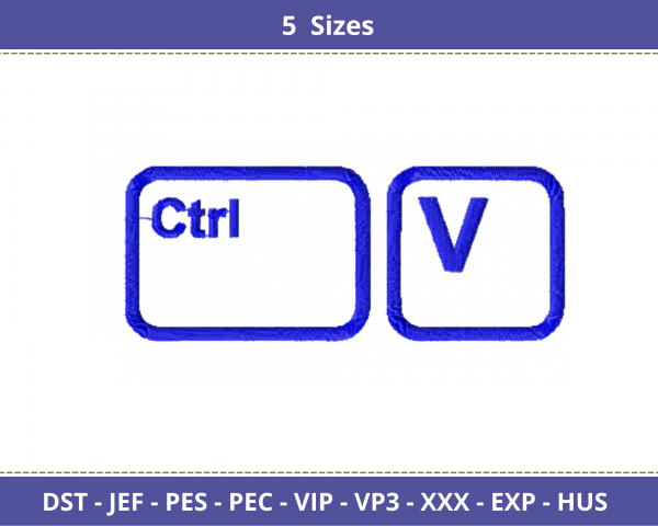 Ctrl v  Embroidery Design - Machine Embroidery Pattern- 5 Sizes – Instant Download