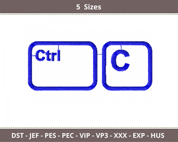 Ctrl C Embroidery Design - Machine Embroidery Pattern- 5 Sizes – Instant Download