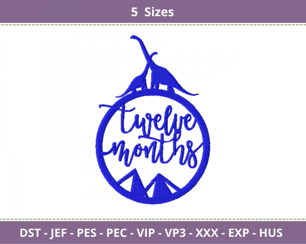 Twelve Months Quotes Embroidery Design - Machine Embroidery Pattern - 5 Sizes - Instant Download