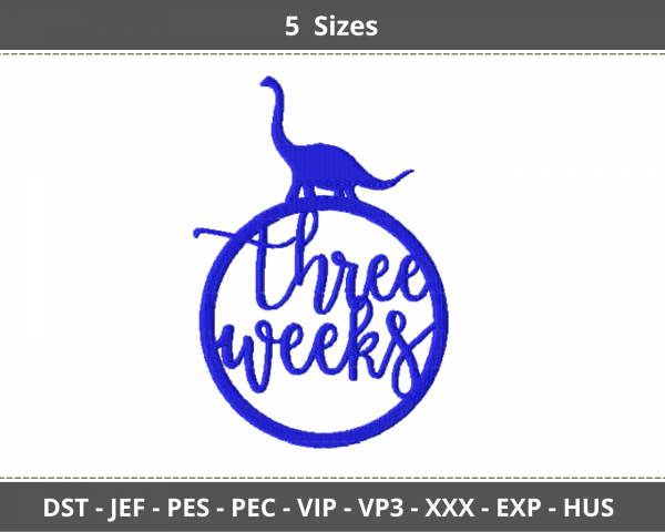 Tree Weeks Quotes Embroidery Design - Machine Embroidery Pattern - 5 Sizes - Instant Download