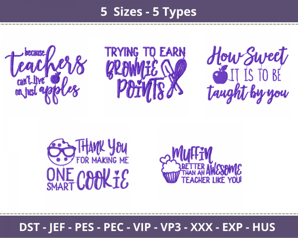 Teachers Quotes Embroidery Design - Machine Embroidery Pattern - 5 Sizes - 5 Types - Instant Download