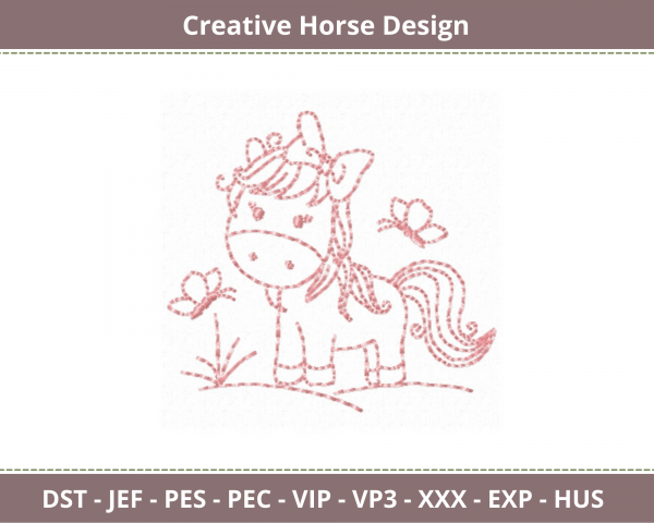 Creative Horse Embroidery Design - machine Embroidery Pattern - Instant Download