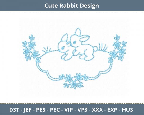 Cute Rabbit Embroidery Design-Machine Embroidery Pattern-Instant Download