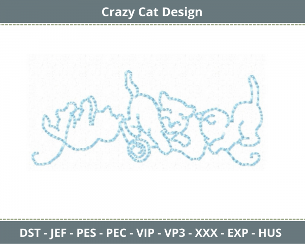Crazy Cat Embroidery Design-Machine Embroidery Pattern-Instant Download