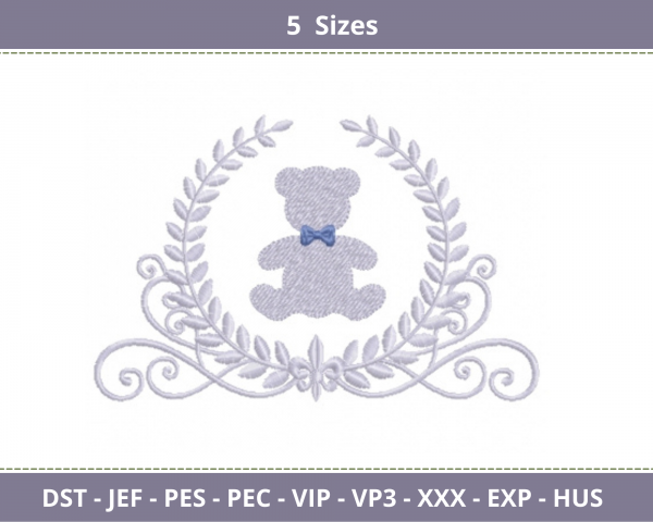 Teddy Bear Embroidery Design-Machine Embroidery Pattern-5 Sizes-Instant Download