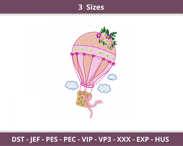 Creative Air Balloon Embroidery Design-machine Embroidery Pattern-3 Sizes-Instant Download Machine Embroidery Designs