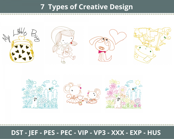 Creative Embroidery Design-machine Embroidery Pattern-7 Types-Instant Download