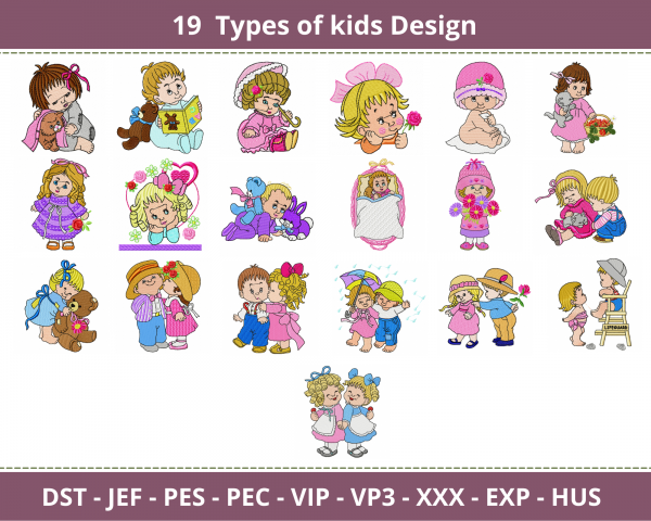 Kids Embroidery Design-19 Types-Instant Download Online