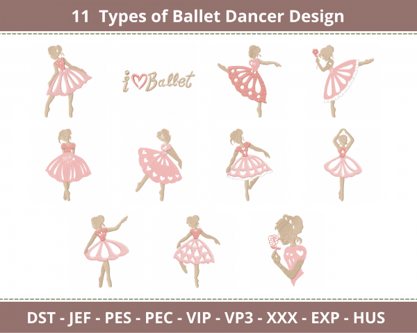 Ballet Dancer Girl Embroidery Design-11 Types-Instant download Online