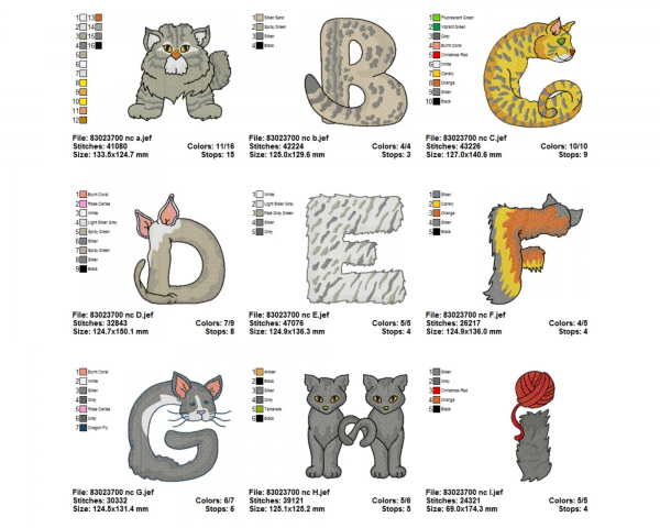Cat Alphabets Embroidery Design-Instant Download Online Machine Embroidery Designs