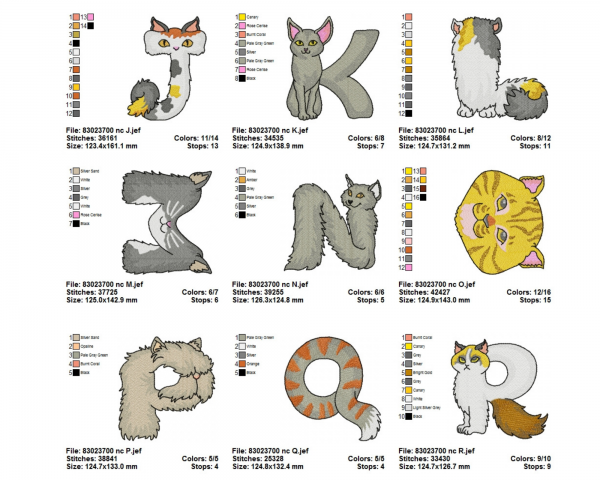 Cat Alphabets Embroidery Design-Instant Download Online Machine Embroidery Designs