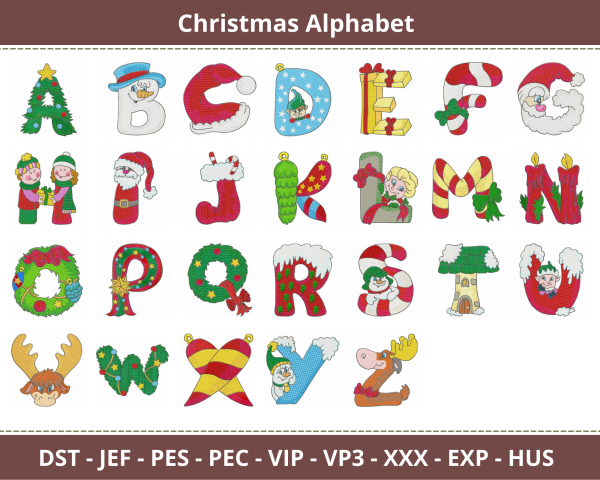 Christmas Alphabet Embroidery Design-Instant Download Online