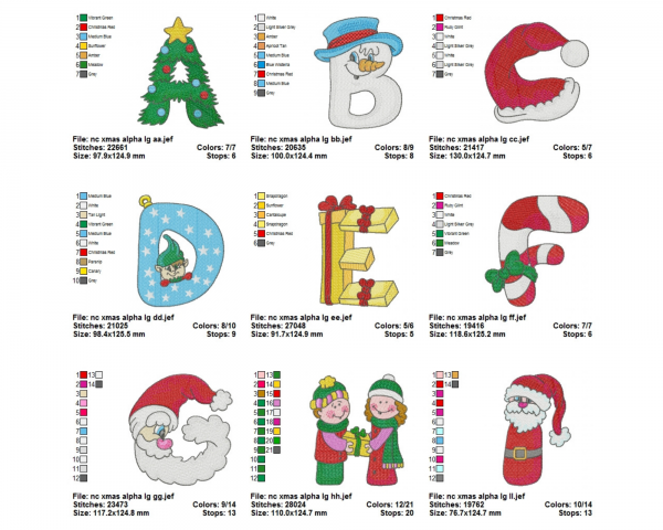 Christmas Alphabet Embroidery Design-Instant Download Online Machine Embroidery Designs