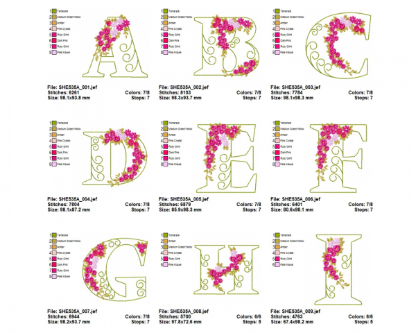 Floral Alphabet Embroidery Design-Instant Download Online Machine Embroidery Designs