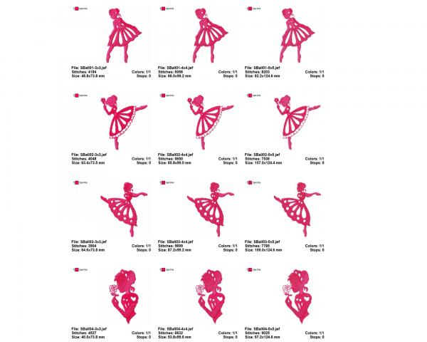 Ballet Dancer Girl Embroidery Design-10 Types-3 Sizes-Instant download Online Machine Embroidery Designs