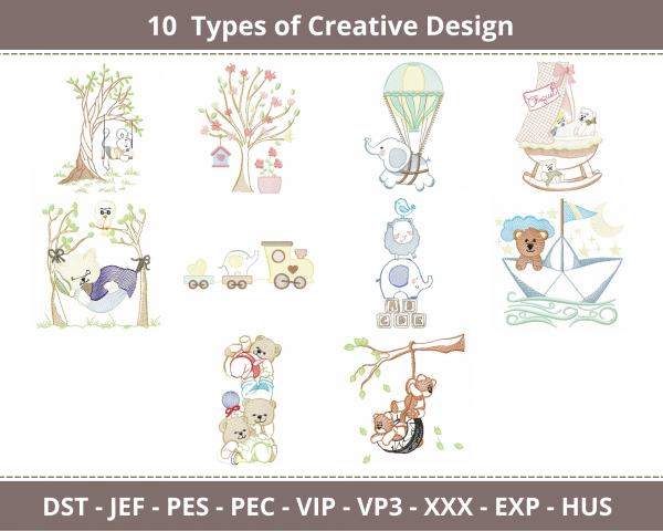Creative Embroidery Design-10 Types-Instant Download Online
