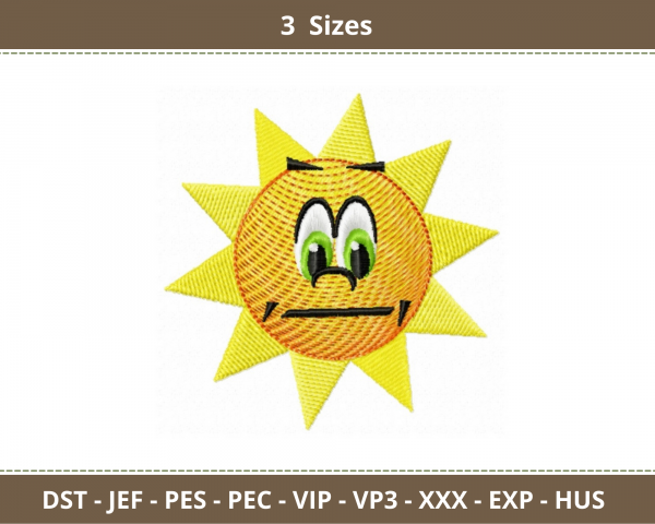 Depressed Sun Embroidery Design-3 Sizes-Instant Download Online