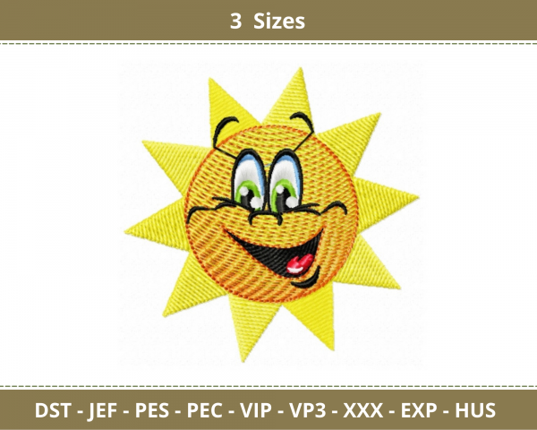 Joyful Sun Embroidery Design-3 Sizes-Instant Download Online Machine Embroidery Designs