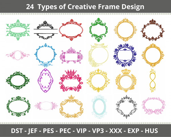 Creative Frame Embroidery Design-24 Types-Instant Download Online Machine Embroidery Designs