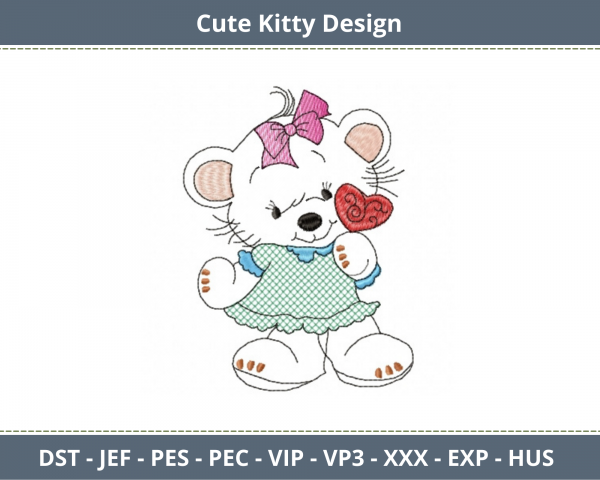 Cute Kitty Embroidery Design-Instant Download Online