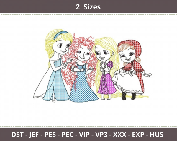 Disney Princess Embroidery Design-2 Sizes-Instant Download Online Machine Embroidery Designs