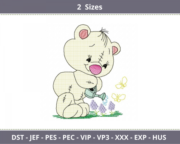 Teddy Bear Embroidery Design-2 Sizes-Instant Download Online Machine Embroidery Designs