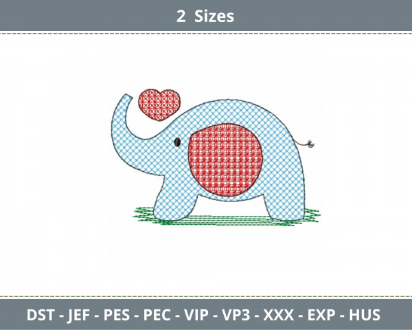 Elephant Embroidery Design-2 Sizes-Instant Download Online