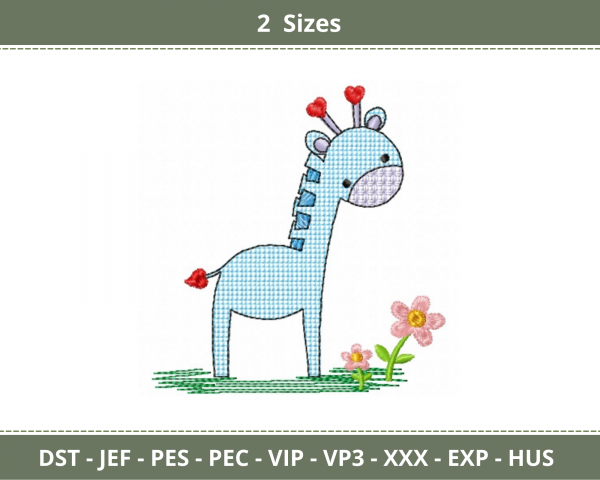 Giraffe Embroidery Design-2 Sizes-Instant Download Online