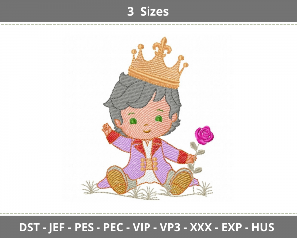 Baby King Embroidery Design-3 Sizes-Instant Download Online
