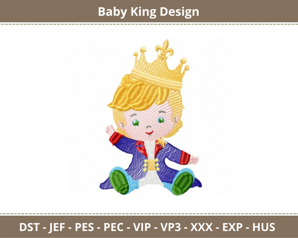 Baby King Embroidery Design-Instant Download Online